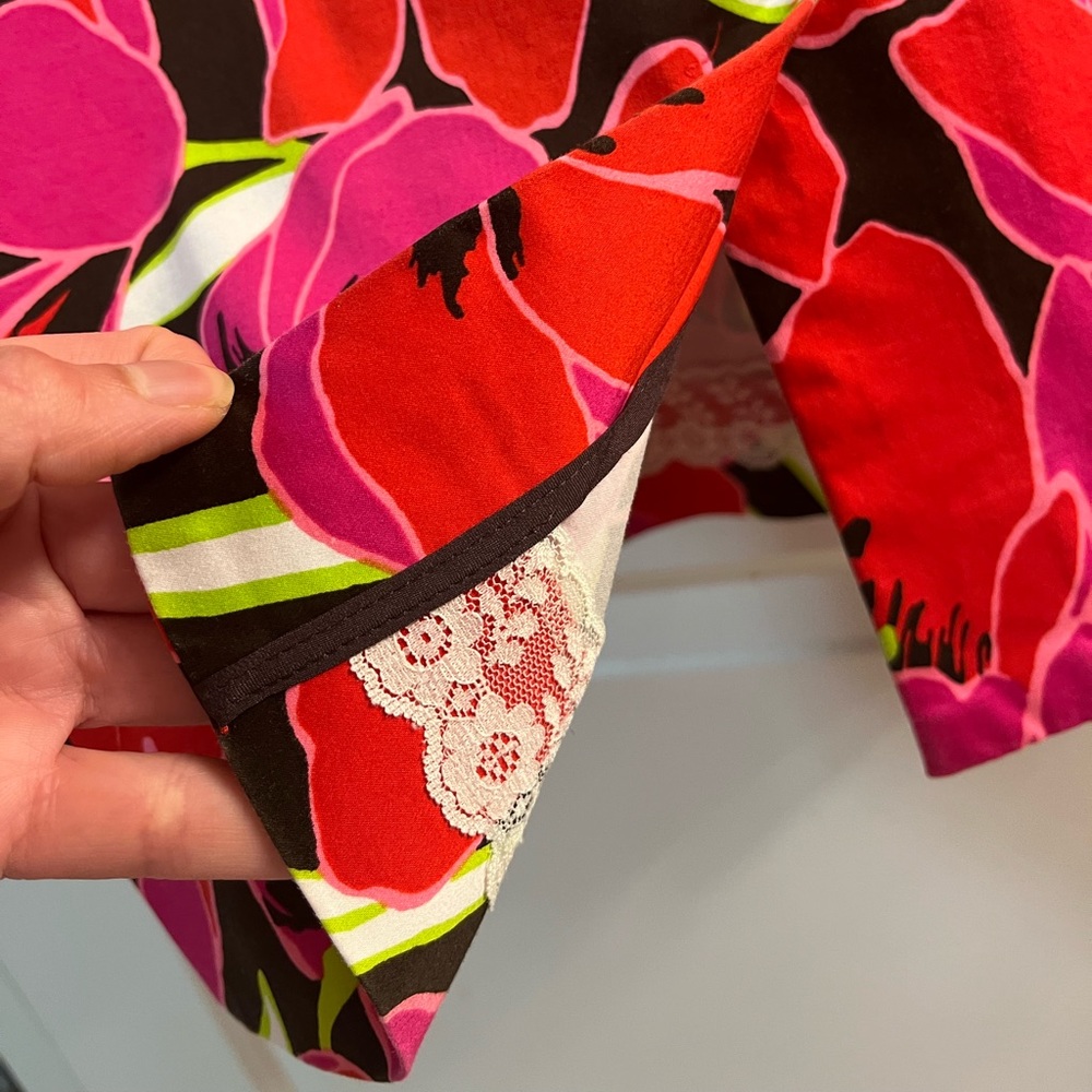 Like new: $298 KATE SPADE Peplum Cotton Sheath Dress, Red/Pink Floral, Size 4 - Picture 16 of 16